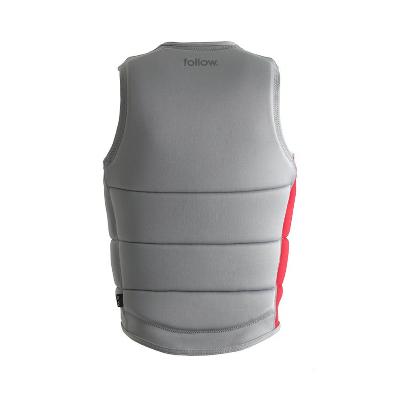 FollowのCorp（グレーと赤）インパクトベストの背面
