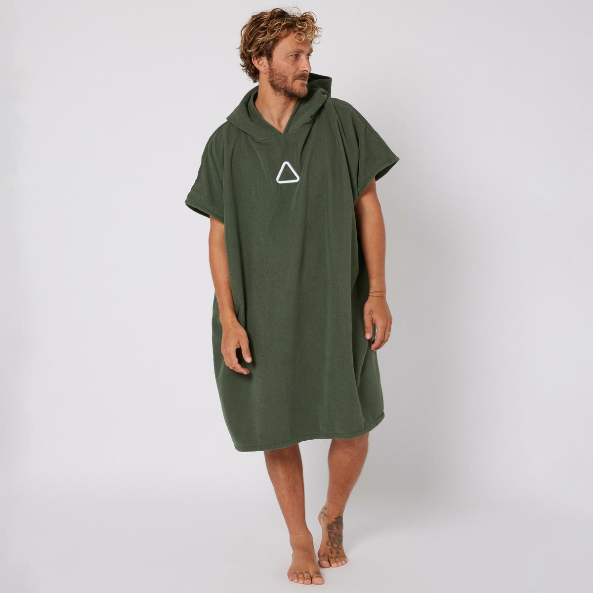 Followのポンチョ　CorpTowelie (Olive)　着用画像　正面
