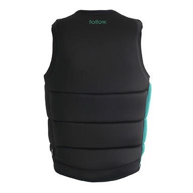 FollowのCorp（黒と緑）インパクトベストの背面